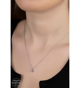 SWAROVSKİ CRYSTAL TEK TAŞ  925 AYAR GÜMÜŞ KOLYE