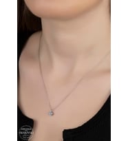 SWAROVSKİ CRYSTAL TEK TAŞ  925 AYAR GÜMÜŞ KOLYE
