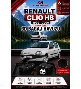 Renault Clio HB 1999 - 2006 Araca Özel 3D Bagaj Havuzu