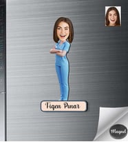 Kişiye Özel Doktor Kadın Ahşap Magnet -7