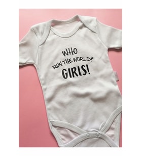 Who Run The World-Girls Baskılı Beyaz Zıbın