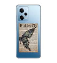 Redmi Note 12 Pro 5G Uyumlu Butterfly Tasarımlı Şeffaf Telefon Kılıfı