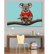 Koala  Ağaç Dalında Dekoratif Kanvas - Mdf Ahşap Tablo
