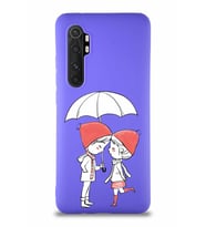 Xiaomi Mi Note 10 Lite Soft Premier Kapak Aşk Tasarımlı Silikon Kılıf - Mor (Şeffaf)