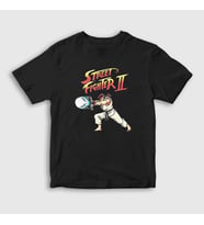 Presmono Unisex Çocuk Siyah Ryu Hadouken Street Fighter T-Shirt 411189tt