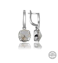 Swarovski Crystal Taşlı Gümüş Beyaz Sallantılı Kadın Küpe
