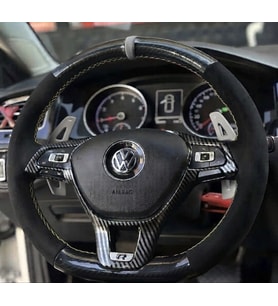 Golf 7 Jetta Passat Tiguan Polo F1 Araca Özel Dikmeli Direksiyon Kılıfı 5D KRİSTAL ALCANTRA YÜZÜKLÜ