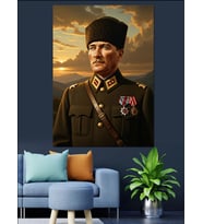 Mustafa Kemal Atatürk Dekoratif Kanvas - Mdf Ahşap Tablo