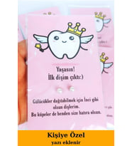 20 Adet Pembe Kartlı Diş Buğdayı Hediye İnci Küpe - Kuşe Kartlı - Bebek Hediyesi