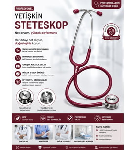 Profesyonel Yetişkin Steteskop – Bordo Seri