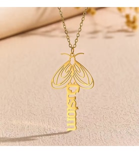 Kişiye Özel Güve Figürlü İsim Kolye 925K Gümüş (Gold)
