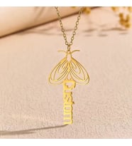 Kişiye Özel Güve Figürlü İsim Kolye 925K Gümüş (Gold)