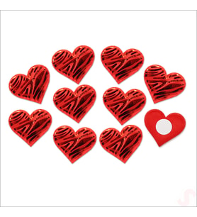 Yapışkanlı Kalp Sticker, 3,5 cm x 10 Adet - Kırmızı