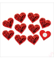 Yapışkanlı Kalp Sticker, 3,5 cm x 10 Adet - Kırmızı