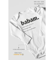Babam Baskılı Bebek Zıbını – Çıtçıtlı Body 8 Renk  %100 Pamuk Uzun Kol (Beyaz)