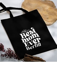 BK Gift Kişiye Özel İsimli Anneler Günü Tasarımlı Siyah Kumaş Bez Çanta, Baskılı Omuz Çantası, Alışveriş Çantası, Anneler Günü Hediyesi, Anneye Hediye-1