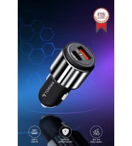 Torima Hızlı Şarj Adaptörü 45W Type-C Kablolu Araç Çakmaklık Şarj C16 Gümüş