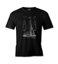 Yat Kulübü - Sail Boat Siyah Erkek Tshirt