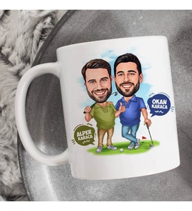 Kişiye Özel Golf Seven Sıkı Dostlar Karikatürlü Kupa Bardak