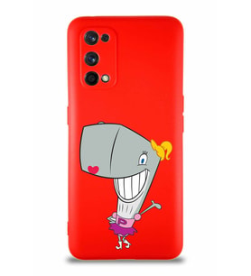 Realme 7 Pro Soft Premier Kapak Pearl Yengeç Tasarımlı Silikon Kılıf - Kırmızı (Şeffaf)