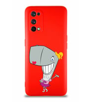 Realme 7 Pro Soft Premier Kapak Pearl Yengeç Tasarımlı Silikon Kılıf - Kırmızı (Şeffaf)