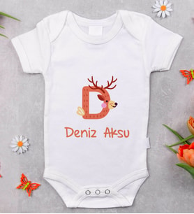 BK Kids İsimli Harfli Bebek Body Zıbın - Model 2