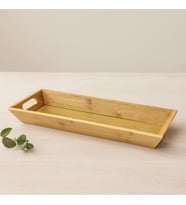Bambu Ahşap Sunum Tepsisi 16x40x4 cm Çift Kulplu