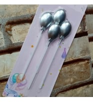 VIP KALİTE PARLAK METALİK GÜMÜŞ BALONLU PASTA MUMU 4 ADET GÜMÜŞ DOĞUM GÜNÜ MUMU BIRTHDAY CANDLE