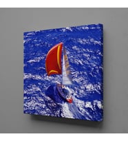 MAVİ DENİZDEKİ TEKNE KANVAS TABLO 200x200cm