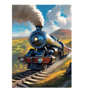Retro Tren Dekoratif Mdf Tablo