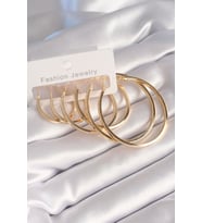 Pirinç Gold Renk Halka Model Kadın Küpe Seti - TJ-BKP8799
