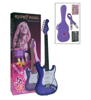 Valencia Gypsy Rose GRE1KCPP Elektro Gitar Seti (Mor - Tek Manyetik)  Basitleştirilmiş - Simli Mor - Yeni Başlayanlara