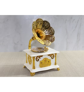 Gramofon Müzik Kutusu Beyaz