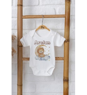 Pia Baby Premium %100 Pamuk İsme Özel Organik Baskılı Çıtçıtlı Bebek Body Zıbın Modelleri 5015-16 (Ekru)