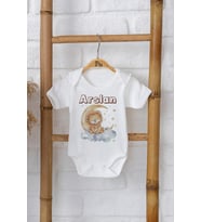Pia Baby Premium %100 Pamuk İsme Özel Organik Baskılı Çıtçıtlı Bebek Body Zıbın Modelleri 5015-16 (Ekru)