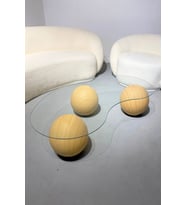 Modern Orta Sehpa Küre Top Natural Cam Sehpa