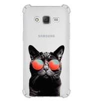 PrintiFy Samsung Galaxy J5 Uyumlu Kedi 3 Baskılı Şeffaf Köşe Korumalı Antişok Kılıf