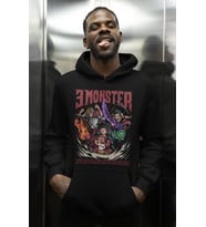E Monster Monkey D. Luffy Roronoa Zoro Baskılı Unisex Oversize One Piece Anime Karakterler Hoodie