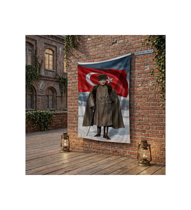 Atatürk ve Türk Bayrağı poster Bayrak Raşel Kumaş 100x150 cm ATA72