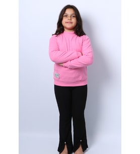 KIZ ÇOCUK TRİKO DÜZ BADİ RİBANALI BALIKÇI YAKA C68 (Pembe)