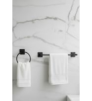 Siyah Banyo Aksesuar Seti 2’li Uzun Havluluk Yuvarlak Havluluk