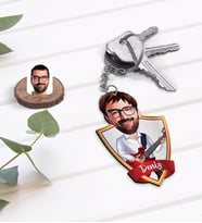 BK Gift Kişiye Özel İsimli Erkek Gitarist Karikatürlü Ahşap Anahtarlık-2