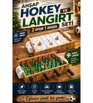 Ahşap Hokey ve Ahşap Langırt Seti - Ahşap Oyuncak - Futbol Oyuncakları - Top Oyuncak Langırt Setleri