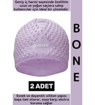 #Bone Esnek Yumuşak Silikon Havuz Deniz Yüzme Kulağa Su Geçirmez Büyük Beden Saç Bonesi 2 Adet