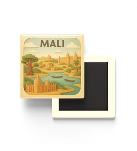 Mali - Mali - Paper Cut Art - Baskılı Buzdolap Magneti Kare - 9x9 cm