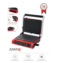 Torima TG-PRO1000 Siyah-Kırmızı 2200W Dijital Ekranlı Tost Izgara Makinesi Çıkarılabilir Plaka (Kırmızı-Siyah)