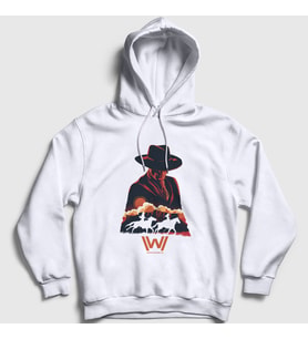 Presmono Unisex Beyaz Mib V2 Westworld Kapüşonlu Sweatshirt 224807tt