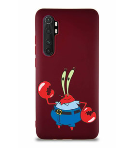 Xiaomi Mi Note 10 Lite Soft Premier Kapak Bay Yengeç Tasarımlı Silikon Kılıf - Mürdüm (Şeffaf)