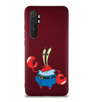 Xiaomi Mi Note 10 Lite Soft Premier Kapak Bay Yengeç Tasarımlı Silikon Kılıf - Mürdüm (Şeffaf)