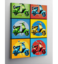 Kanvas Tablo Pop Art Motosiklet Çizimleri